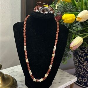 Beaded necklace and wrap bracelet.